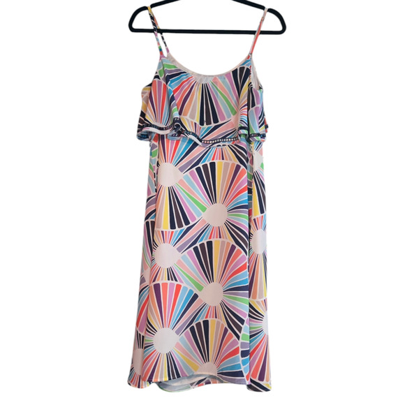 Trina Turk Haute Havana Isabel Silk Scoop Neck Dress Size 8 - Picture 6 of 8